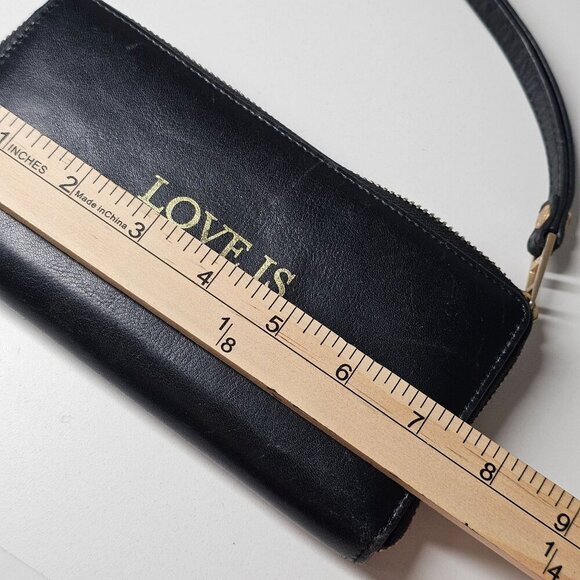 Zadig & Voltaire 'Love Is' Black Leather Wristlet Wallet Gold Zipper Logo - Picture 8 of 12